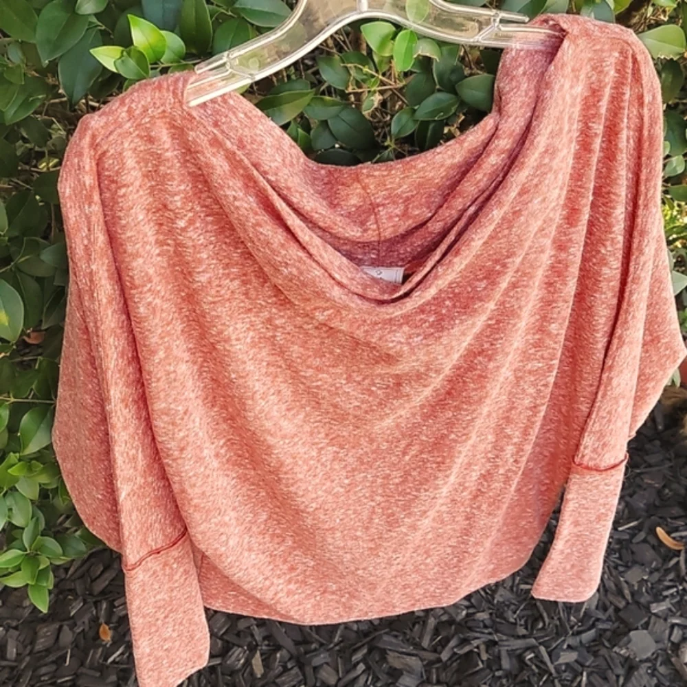 New! Heathered cotton free people Top Burnt orange - Picture 2 of 7